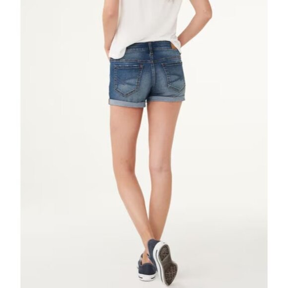 Aeropostale Shorts Womens 4 Medium Wash Destroyed Denim Low-Rise Slim Fit Blue - Picture 11 of 12